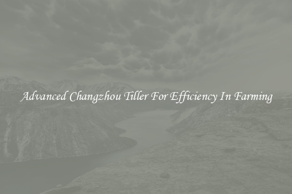 Advanced Changzhou Tiller For Efficiency In Farming