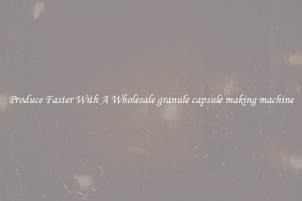 Produce Faster With A Wholesale granule capsule making machine