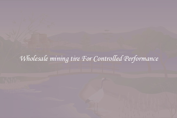 Wholesale mining tire For Controlled Performance
